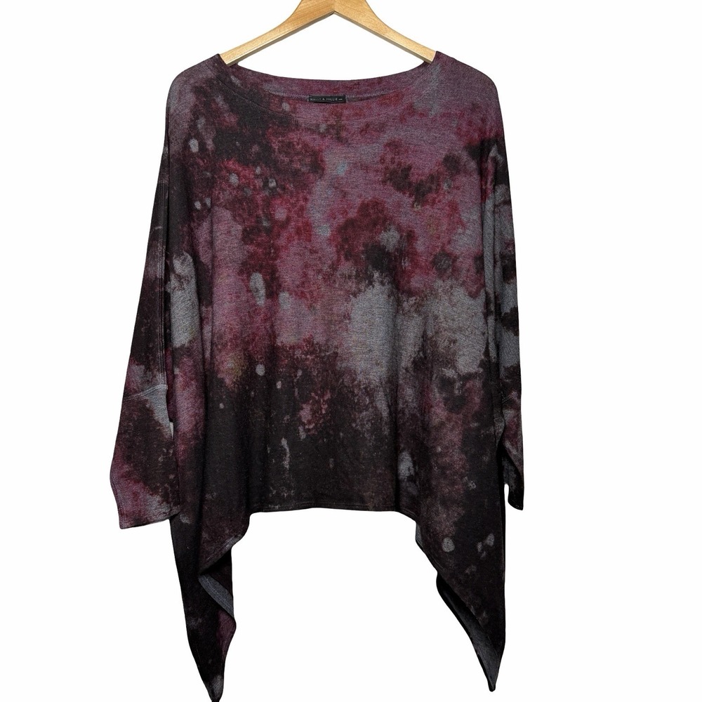 Nally & Millie USA One Size Abstract Sharkbite Top Lagenlook Art To Wear Boho